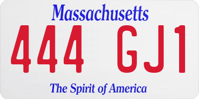 MA license plate 444GJ1