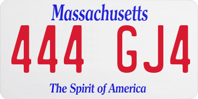 MA license plate 444GJ4