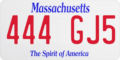 MA license plate 444GJ5