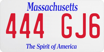 MA license plate 444GJ6