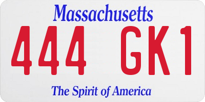 MA license plate 444GK1