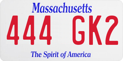 MA license plate 444GK2