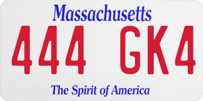 MA license plate 444GK4