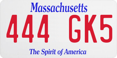 MA license plate 444GK5