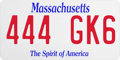 MA license plate 444GK6