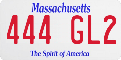 MA license plate 444GL2