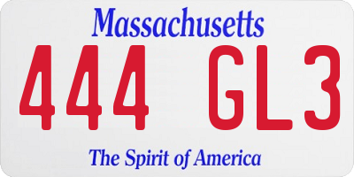 MA license plate 444GL3