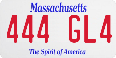 MA license plate 444GL4