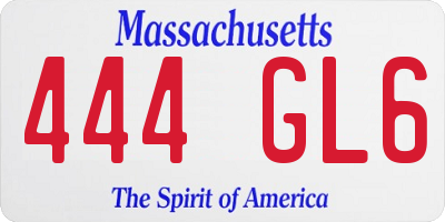 MA license plate 444GL6