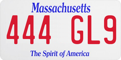 MA license plate 444GL9