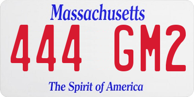 MA license plate 444GM2