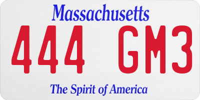 MA license plate 444GM3