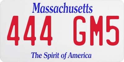 MA license plate 444GM5