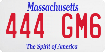 MA license plate 444GM6