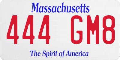 MA license plate 444GM8