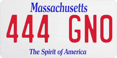 MA license plate 444GN0