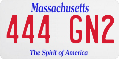 MA license plate 444GN2