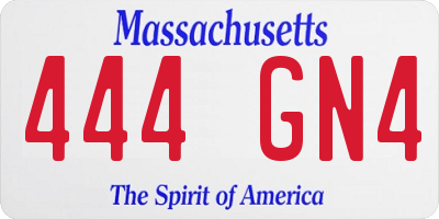 MA license plate 444GN4