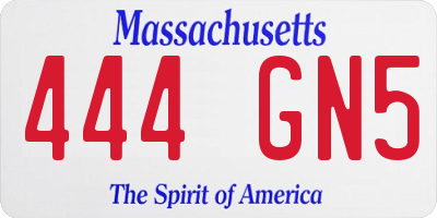 MA license plate 444GN5