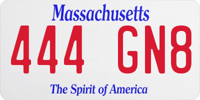 MA license plate 444GN8