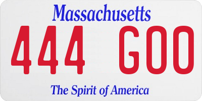 MA license plate 444GO0