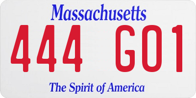 MA license plate 444GO1