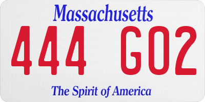 MA license plate 444GO2