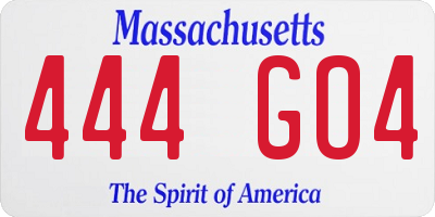 MA license plate 444GO4