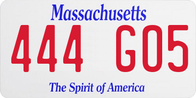 MA license plate 444GO5