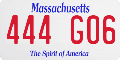 MA license plate 444GO6