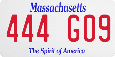 MA license plate 444GO9