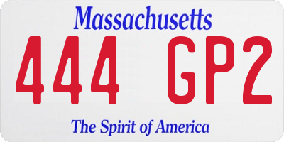 MA license plate 444GP2