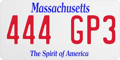 MA license plate 444GP3
