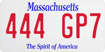 MA license plate 444GP7