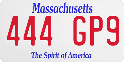MA license plate 444GP9