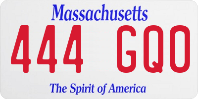 MA license plate 444GQ0