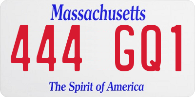 MA license plate 444GQ1
