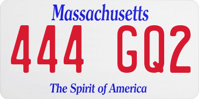 MA license plate 444GQ2