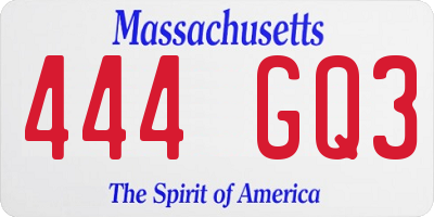 MA license plate 444GQ3
