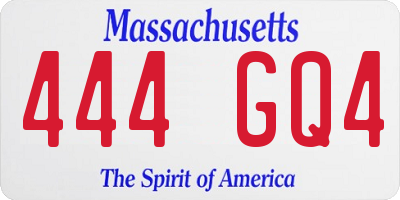 MA license plate 444GQ4