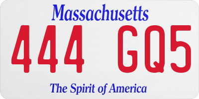 MA license plate 444GQ5