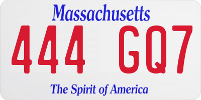 MA license plate 444GQ7
