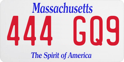 MA license plate 444GQ9