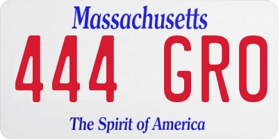 MA license plate 444GR0