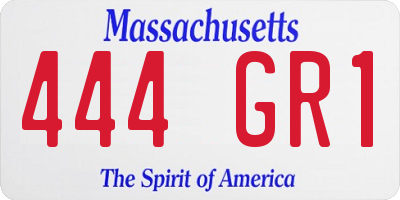 MA license plate 444GR1