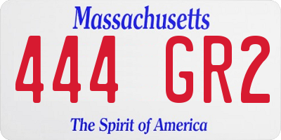 MA license plate 444GR2