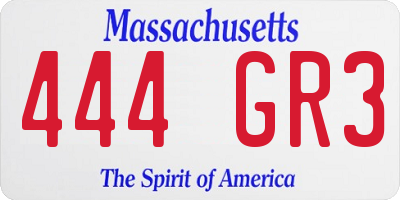 MA license plate 444GR3