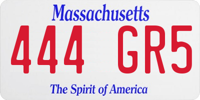 MA license plate 444GR5