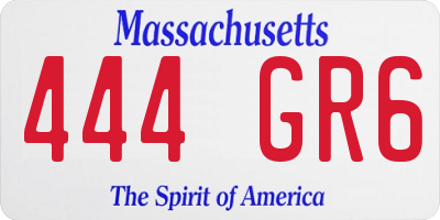 MA license plate 444GR6
