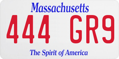 MA license plate 444GR9